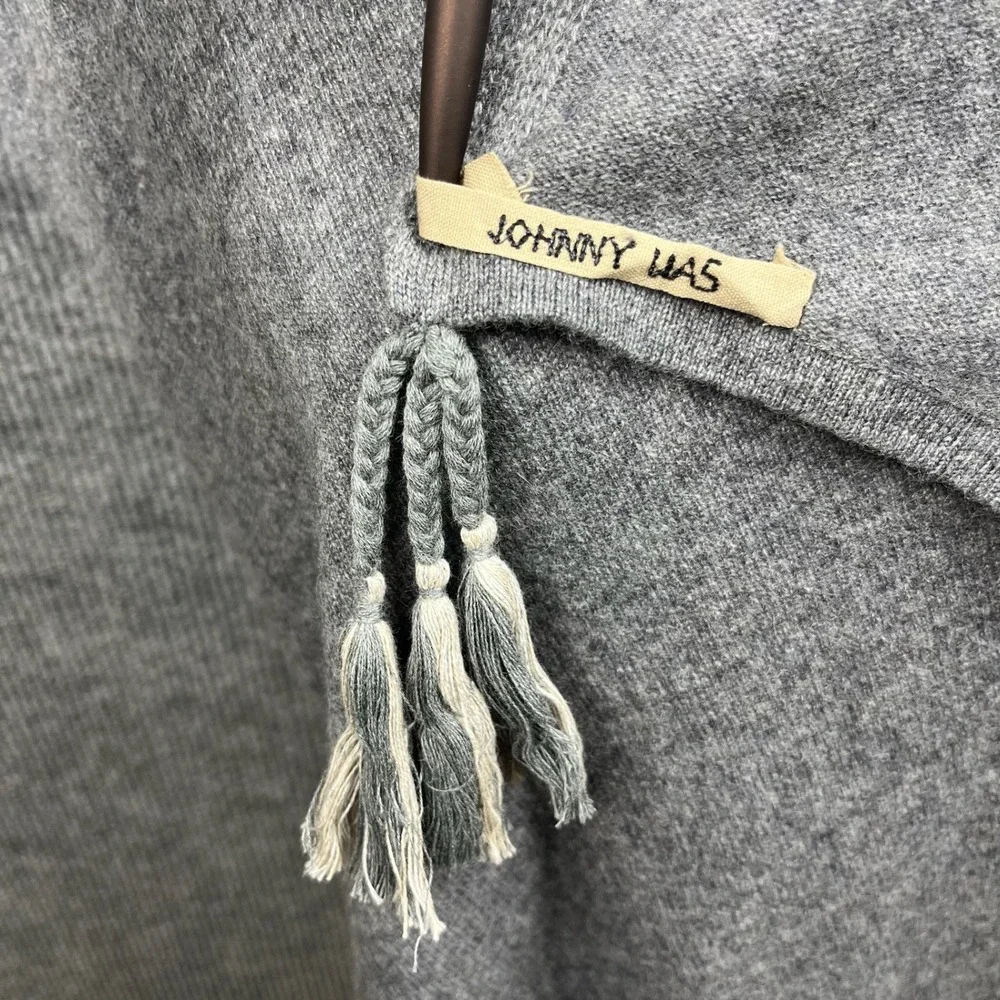 Johnny Was Cashmere Wrap Womens Gray Scarf Tassel Boho Shawl Oversized Cozy